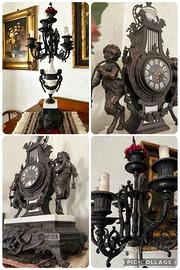 Trittico antico - Orologio e candelabri