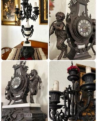 Trittico antico - Orologio e candelabri