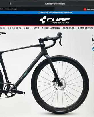 Bicicletta Gravel CUBE 28/L in carbonio.