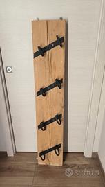 Portabottiglie fatto a mano, legno massello