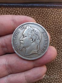 Argento Monete 5 Franchi  1800 Impero Francese