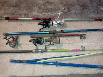 canne da pesca, retini, radar e attrezzature varie