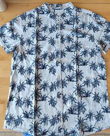 camicia tropicale bianco-blu