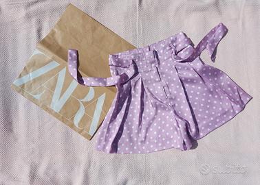 Shorts Zara bianchi e lilla a pois, S