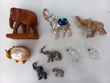 COLLEZIONE 9 ELEFANTINI - LEGNO, ARGENTO 925, ETC