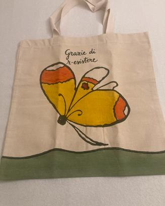 Borsa in tela di canapa con stampe di ‘Pascucci’