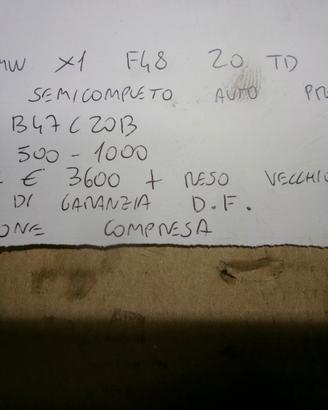 Motore semicompleto bmw x1 f48 2.0 td 25d