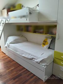 Letto singolo con estraibile e materassi