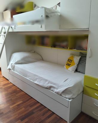 Letto singolo con estraibile e materassi