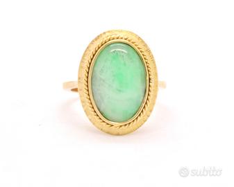 Anello oro giallo con giada