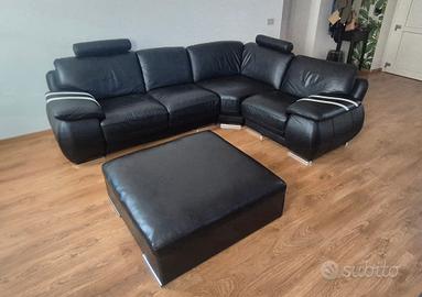 Djvano Angolare + Pouf in vera pelle