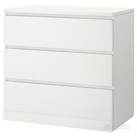 Cassettiera MALM IKEA 3 cassetti, bianca 80x78 cm