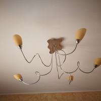 Lampadario in acciaio e vetro