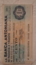 miniassegno  anni 70 della banca  antoniana