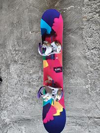 Burton Genie 147 cm Snowboard + Attacchi Stiletto 