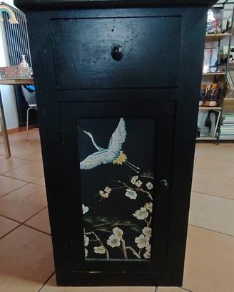 mobiletto legno nero stile orientale 