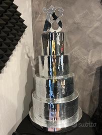 Torta finta “palla da discoteca” effetto specchio