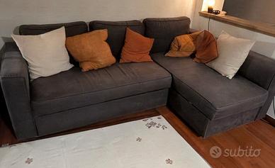Divano letto con chaise-longue contenitore