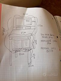 Elegante mobile bar/tavolino trasformabile