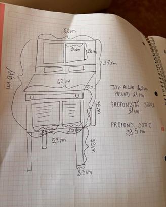 Elegante mobile bar/tavolino trasformabile