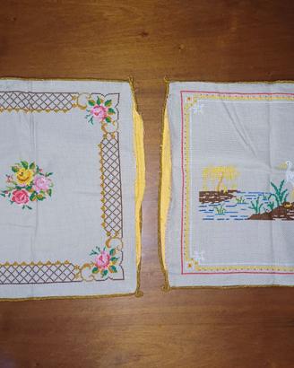 2 Federe per Cuscini Quadrati Ricamate VINTAGE