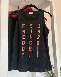 Canotta FREDDY nera con grafica glitter rame - XS