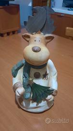 decorazione Natale renna portacandela