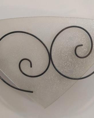 Applique da parete vetro satinato e ferro battuto