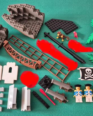 Lotto Lego Pirati Scafo Ponte Minifigure Armi