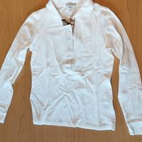 Polo Burberry manica lunga bianco taglia S