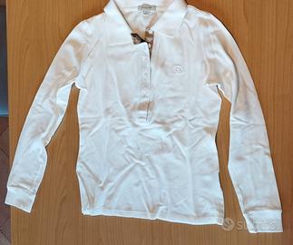 Polo Burberry manica lunga bianco taglia S