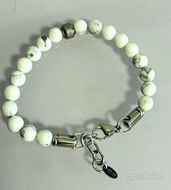Bracciale di pietra aulite bianco naturale