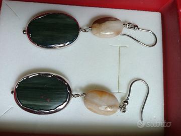 orecchini argento con ovali diaspro colorati
