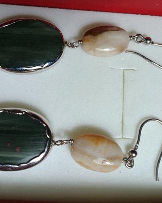 orecchini argento con ovali diaspro colorati