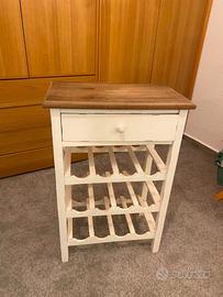 Mobiletto Portabottiglie in Legno con Cassetto