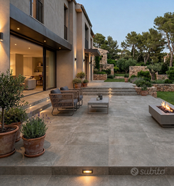 Pavimento in gres effetto pietra grigio 60x60 R11