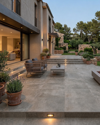 Pavimento in gres effetto pietra grigio 60x60 R11