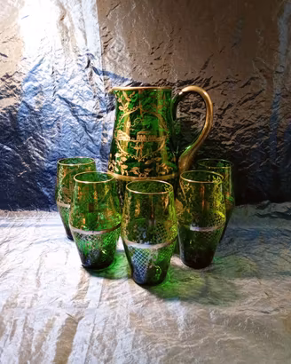 Antico Servizio Acqua/Bibita Decò, Vetro e Argento