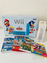Nintendo Wii Azzurra (Pari al Nuovo)+ 4 giochi