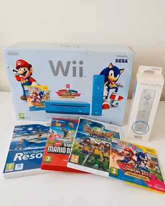 Nintendo Wii Azzurra (Pari al Nuovo)+ 4 giochi