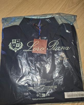 Polo Loro Piana Blu Scuro Taglia M Manica Lunga 