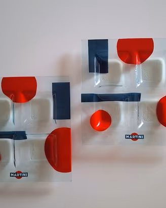 Due piatti aperitivo Martini Pop Art vintage vetro