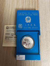 Moneta argento Lire 500 1981 Virgilio