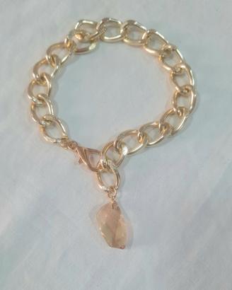 braccialetti donna con catena dorata e crustallo