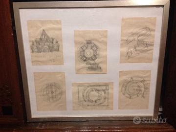 Quadro con disegni di Fortunato Depero