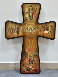 Croce in legno stile icona bizantina - Arte sacra