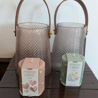 porta candele/vasi con n. 2 candele, nuovi.