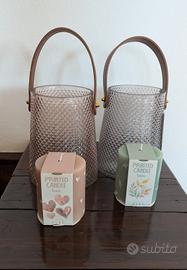 porta candele/vasi con n. 2 candele, nuovi.