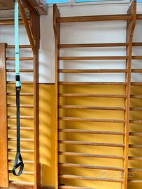 Spalliera svedese in legno con cavallina palestra