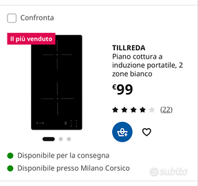 Piano cottura induzione a due piastre
